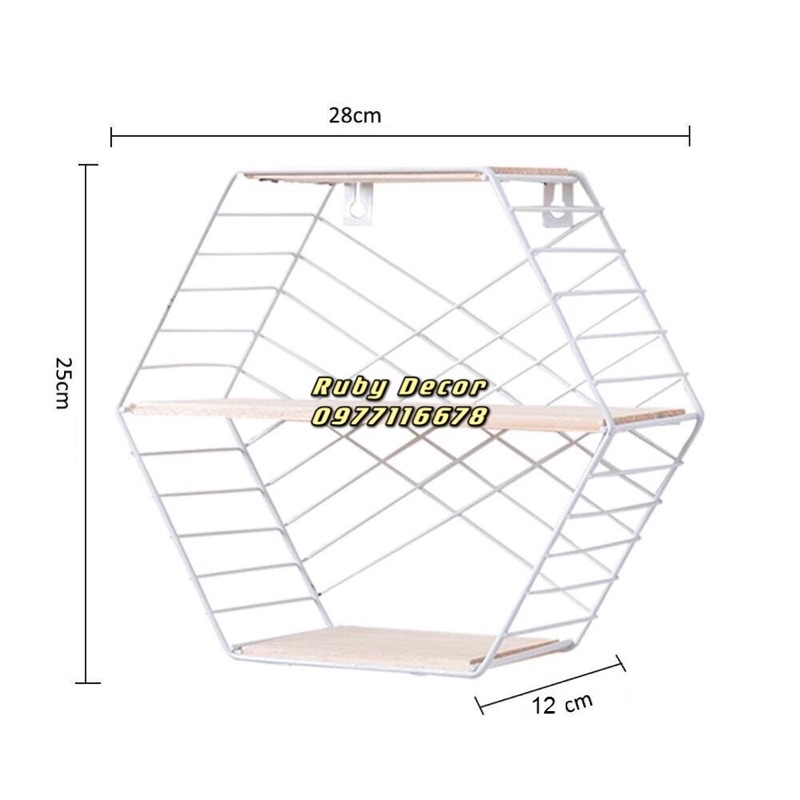 Kệ trang trí Lục Giác - Kèm đinh treo dễ dàng lên tường