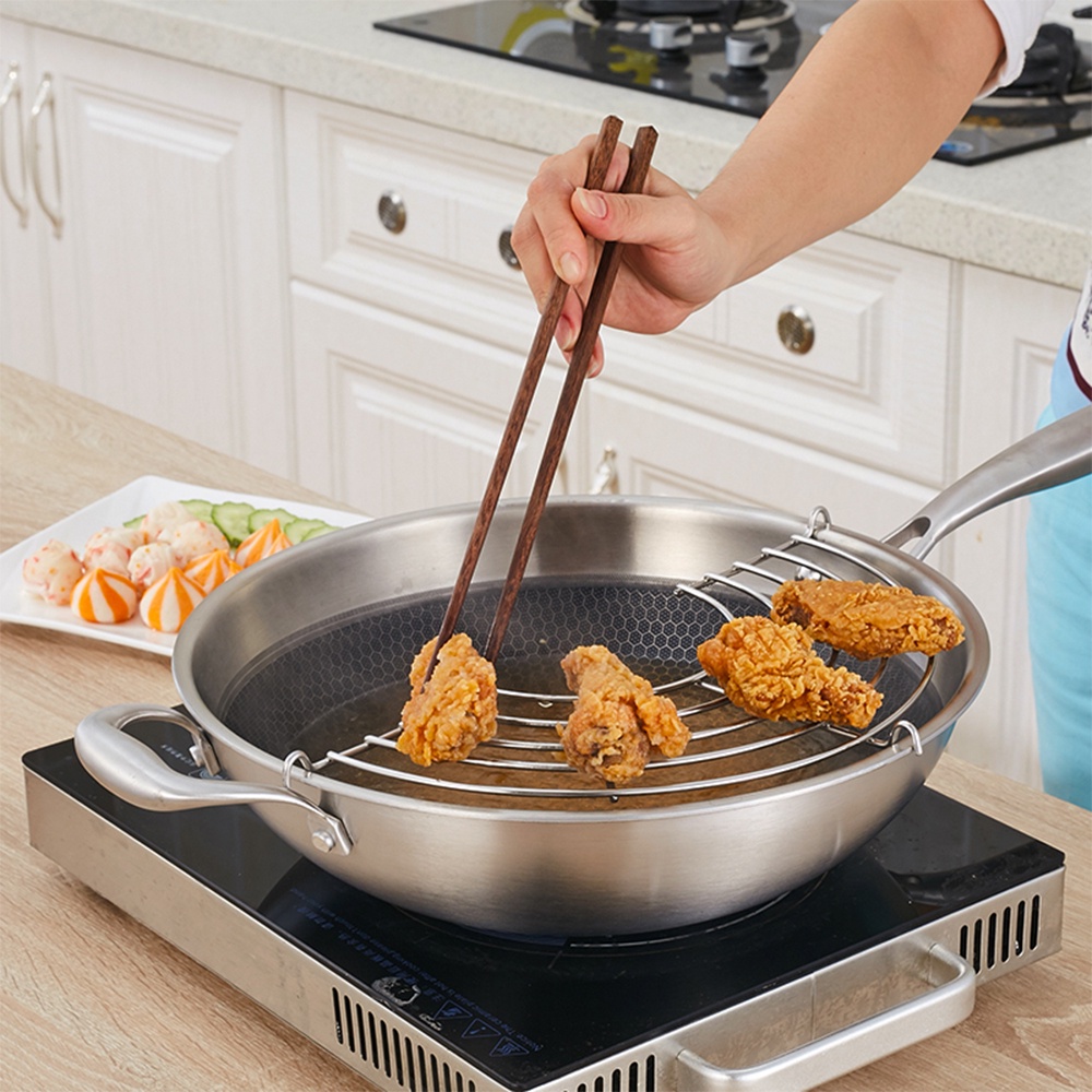 Vỉ Gác Chảo Chiên Dầu 30cm Inox Dày Dặn