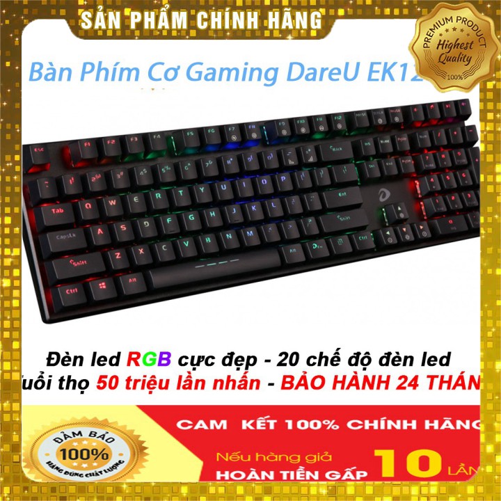 Bàn Phím Cơ Gaming DareU EK1280 - Mã cũ DK1280 - RGB Blue/Brown/Red Switch [ Mai Hoàng phân phối, BẢO HÀNH 24 THÁNG ] | BigBuy360 - bigbuy360.vn