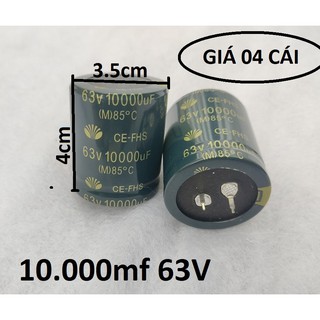 BỘ 4 CON TỤ LỌC NGUỒN 10000MF 63V - TỤ ĐIỆN