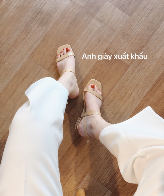 SD41 - Sandal quai mảnh da bóng 2p VNXK) ảnh thật kèm video)