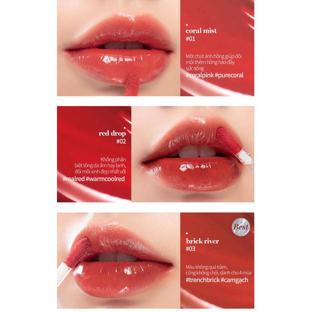 Son Tint Nước Siêu Lì, Lâu Trôi Romand Glasting Water Tint 4g