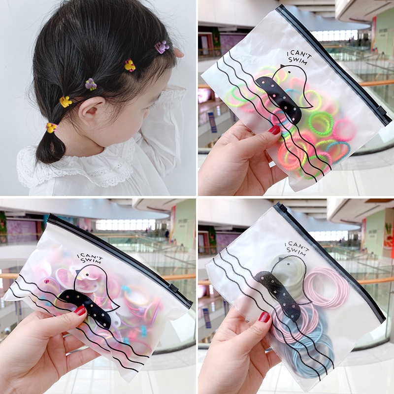 Set 100 dây cột tóc KIDSBOWS co giãn nhiều màu sắc dễ thương cho bé gái