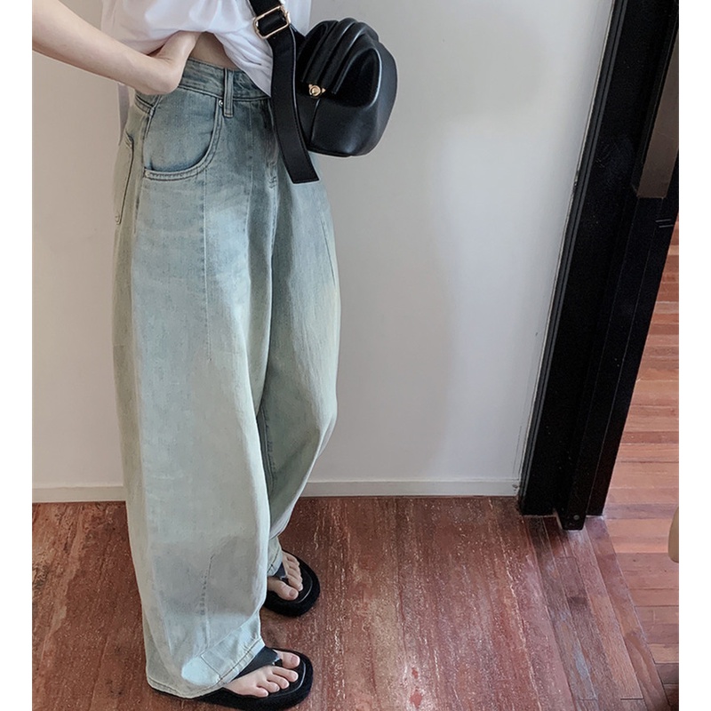 Quần Jean Ống Suông Rộng Phối Màu Gradient Cá Tính Thời Trang