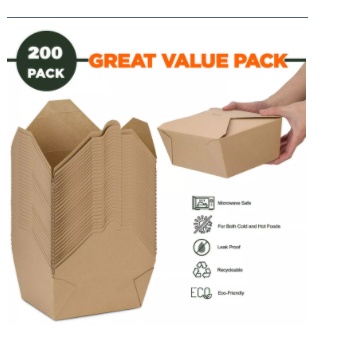 [50 hộp]Hộp giấy kraft nâu móc chéo đựng thức ăn như cơm văn phòng, salad, xôi, vịt quay size 800 ml