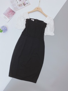 VÁY ĐEN BODY TAY PHỐI TRẮNG