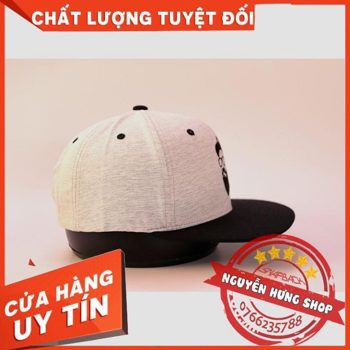 Nón Snapback xám bạc kết đen Man Snapback chất xịn siêu đẹp