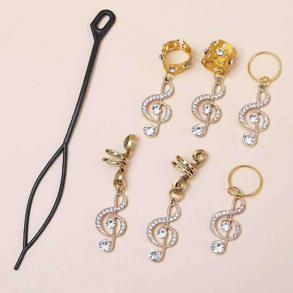 Phụ Kiện Tóc Giả Dreadlock Lấp Lánh|Nhẫn Trang Sức Hình Nốt Nhạc Và Thiên Nga