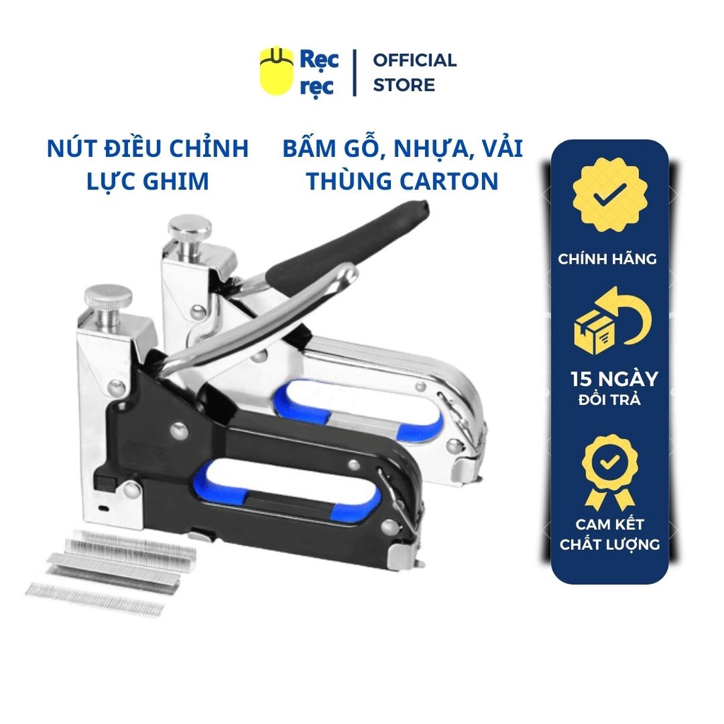 Kìm bấm ghim gỗ có núm điều chỉnh lực, bấm được 3 loại đinh chữ U, T, thường