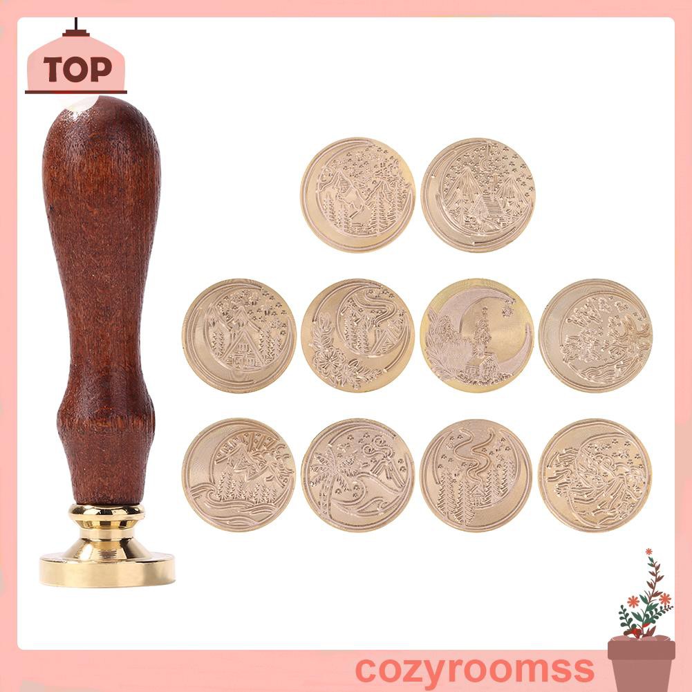 Đầu con dấu sáp hình tròn họa tiết mặt trăng bằng đồng phong cách cổ điển DIY
