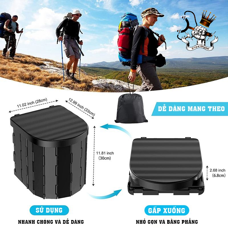 Bồn cầu di động dã ngoại, bồn cầu cắm trại gấp gọn đi vệ sinh cỡ lớn, rất tiện dụng khi đi du lịch và dã ngoại -DCP14