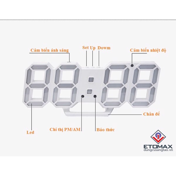 Đồng hồ LED 3D treo tường, để bàn thông minh TN828 Smart Clock phong cách Hàn Quốc[ Tặng Kèm Củ Sạc]