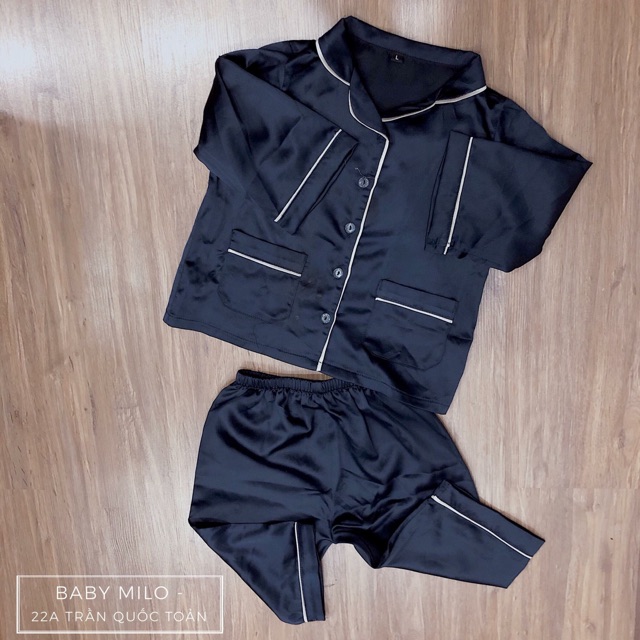 Bộ pyzama lụa cho bé (xanh than)