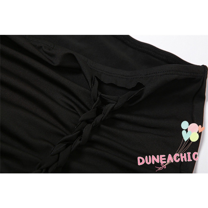 DUNEA Set Áo Thun Cổ Tròn Dài Tay Và Chân Váy Phong Cách Quyến Rũ Dành Cho Nữ