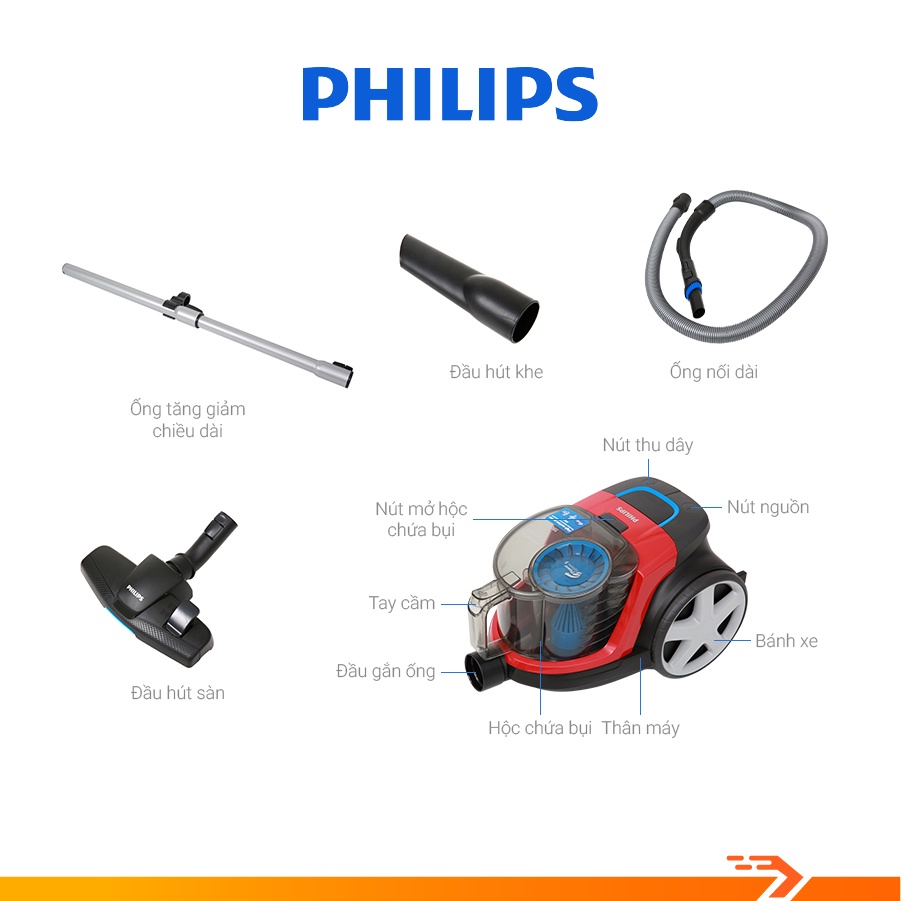 [Mã ELHA22 giảm 6% đơn 300K] Máy Hút Bụi Philips FC9351/01 (1900W) - Bảo Hành Chính Hãng