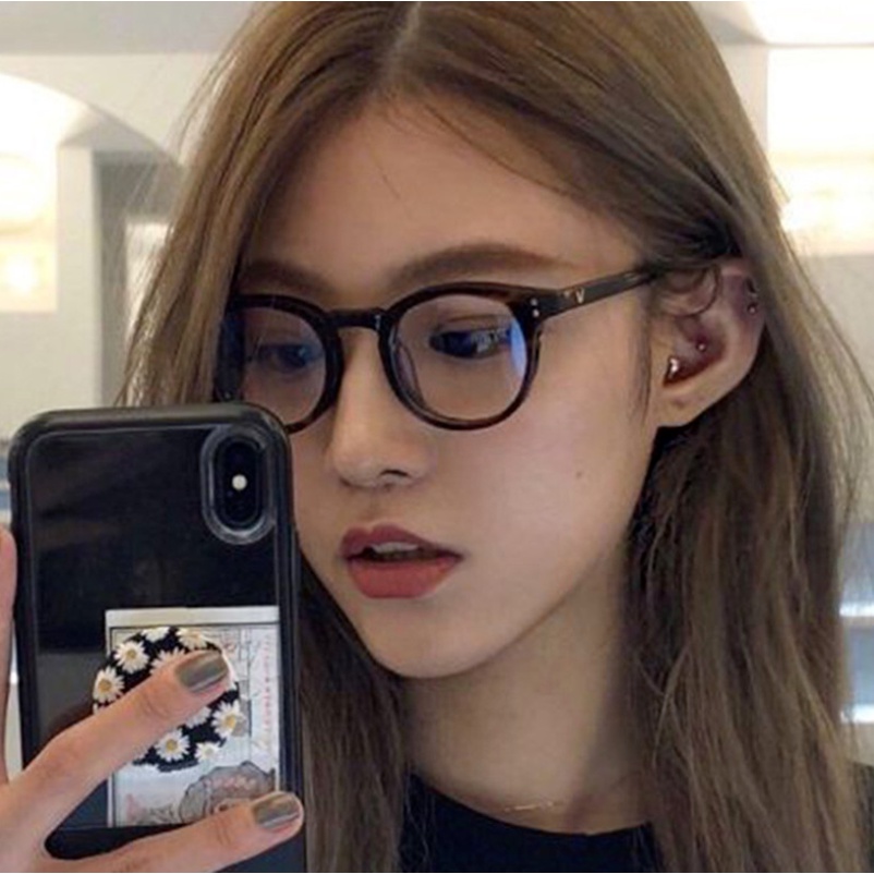 Kính mát gọng tròn chống tia ánh sáng xanh thời trang kiểu Hàn cổ điển năng động dành cho nam và nữ