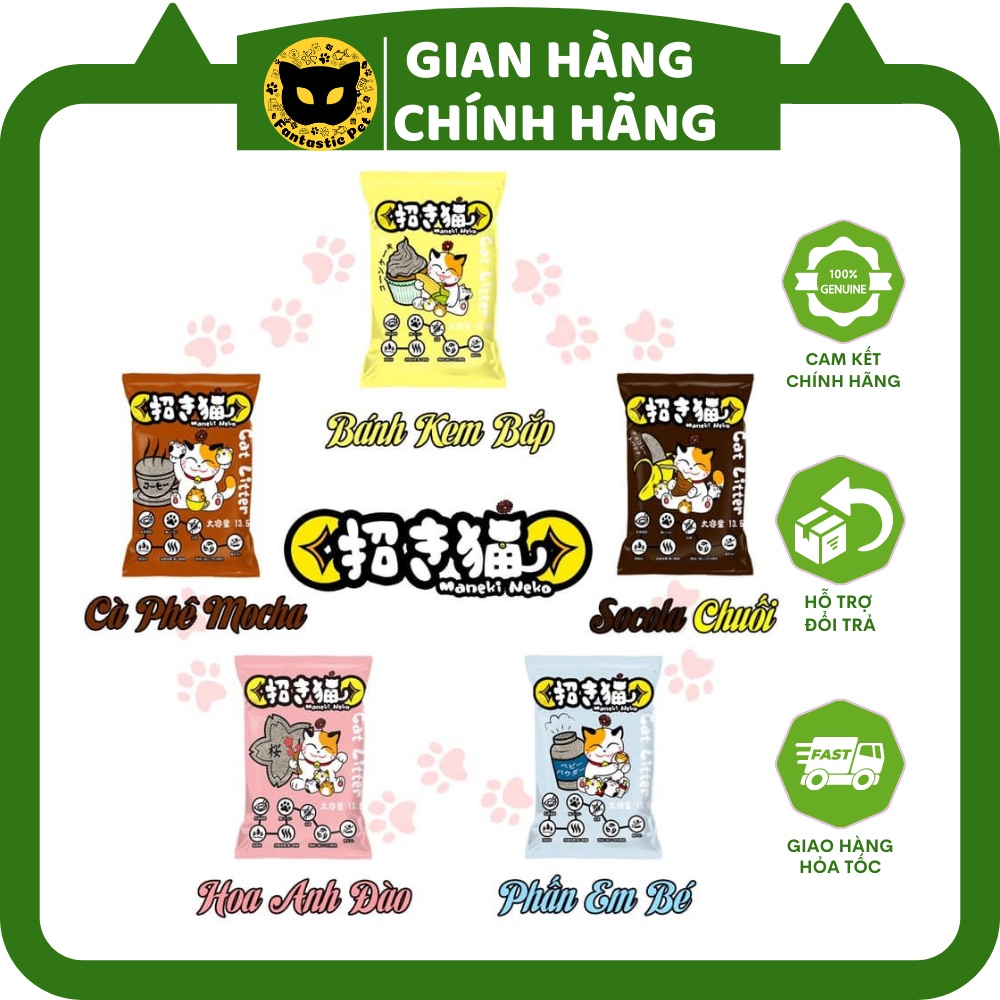 ⚡️CHÍNH HÃNG⚡️ Cát vệ sinh mèo cát Maneki neko NHẬT siêu vón mùi cafe 5L (Fantastic Pet)