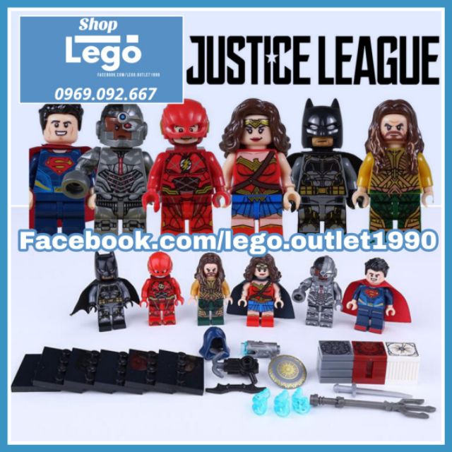 Xếp hình Jutice League Bathero - Flash - Aquaman - Wonder Woman - Cyborg - Superman Lego Minifigures Decool 0282 0287