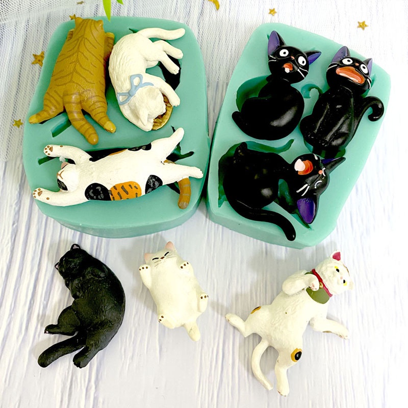 Khuôn Silicone Làm Bánh Kẹo Sô Cô La Hình Chú Mèo Lười Đáng Yêu