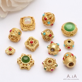 █A.ιA゜14K Vàng●((1 Gói 5 Miếng) Phương Pháp Cổ Đốt Xanh Cát Cũ Vàng Phụ Kiện Vòng Tay Phụ Kiện Nhỏ Tự Làm Mặt Dây Chuyền Chất Liệu Vòng Tay Phụ Kiện Trang Sức Màu Men