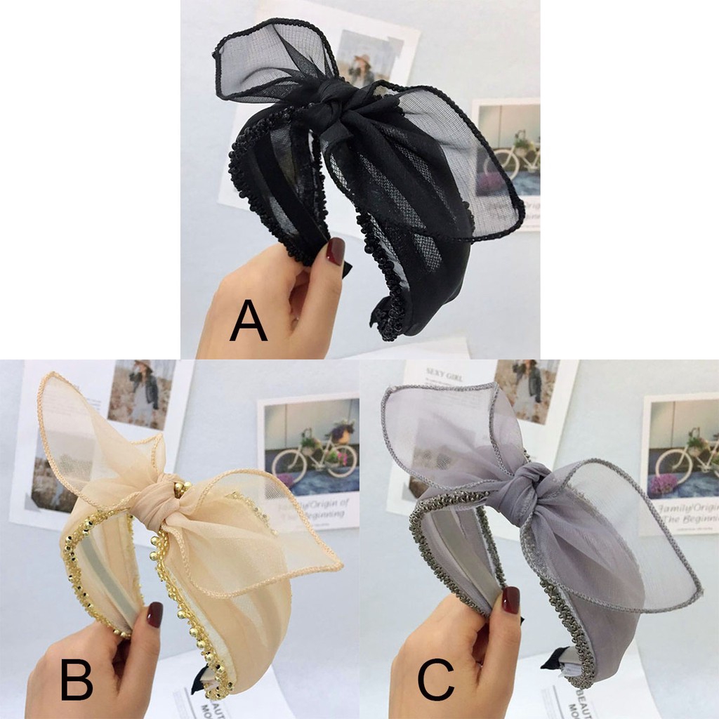 Băng đô lưới đính nơ thiết kế thời trang dành cho nữ kiểu Hàn Quốc