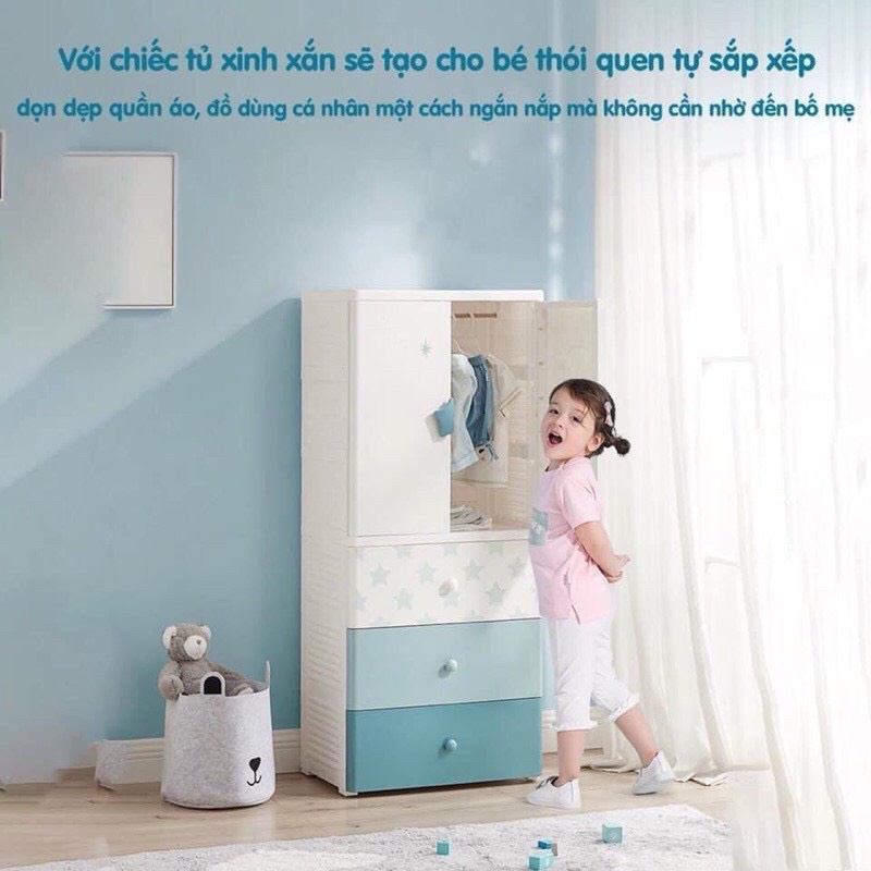 Tủ quần áo trẻ em, tủ quần áo bằng nhựa cao cấp cho bé KUB chính hãng KUB