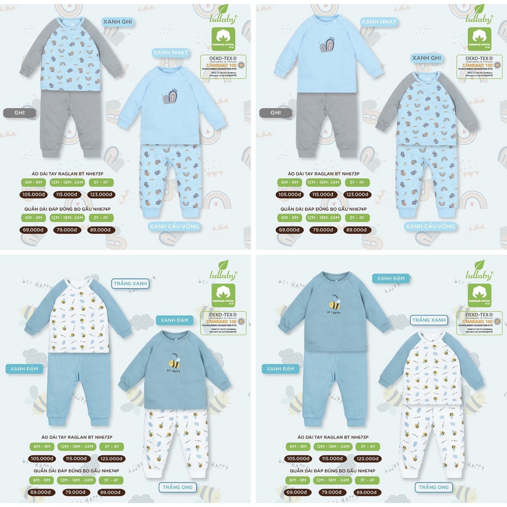 Bộ Raglan bé trai Lullaby [NH673-674] (Sz 6m-4y)