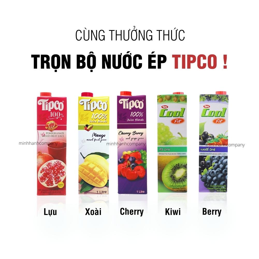 Nước Ép Trái Cây Tươi Tipco Minh Hạnh Ép Nho Trắng, Dâu Tằm, Việt Quất Nhập Khẩu Thái Lan Hương Vị Thơm Ngon Hộp 1L