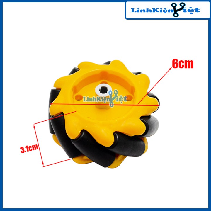 [Rẻ vô địch] Bánh Xe Mecanum Omni , Bánh Xe Đa Hướng, Bánh Xe Thông Minh 60mm