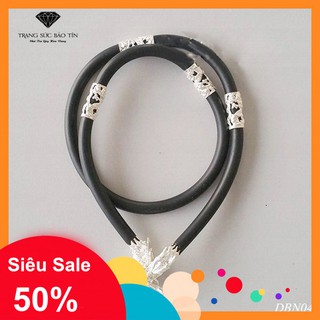 [HOT]Vòng cổ, Dây chuyền cao su bọc bạc đầu rồng quyền uy - Mix các loại mặt cực hót<3