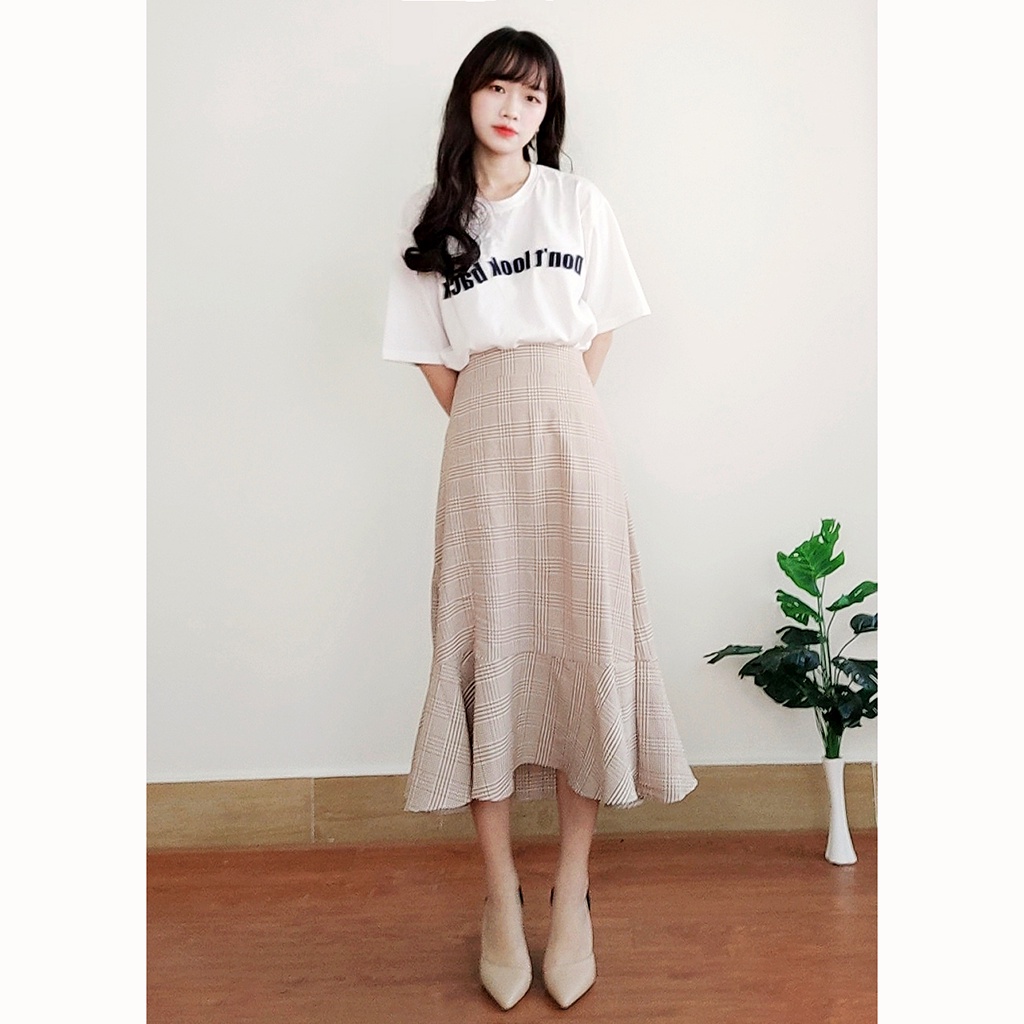 Chân váy dài caro ulzzang, chân váy midi qua gối SR007 | BigBuy360 - bigbuy360.vn