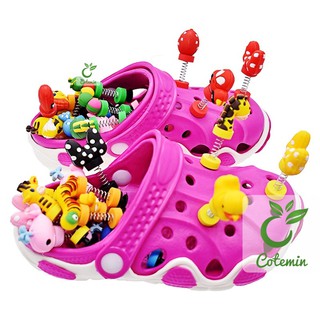 Nút cài dép Sticker Jibbitz Charm LÒ XO 4D cho sục bít đầu Crocs Duet Crocband Baya Bayaband