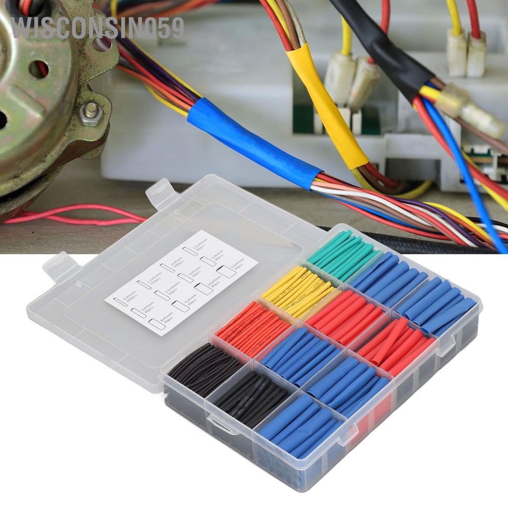 Wisconsin059 850Pcs Ống co nhiệt 2: 1 Tỷ lệ mềm Bộ ngót chống cháy linh hoạt