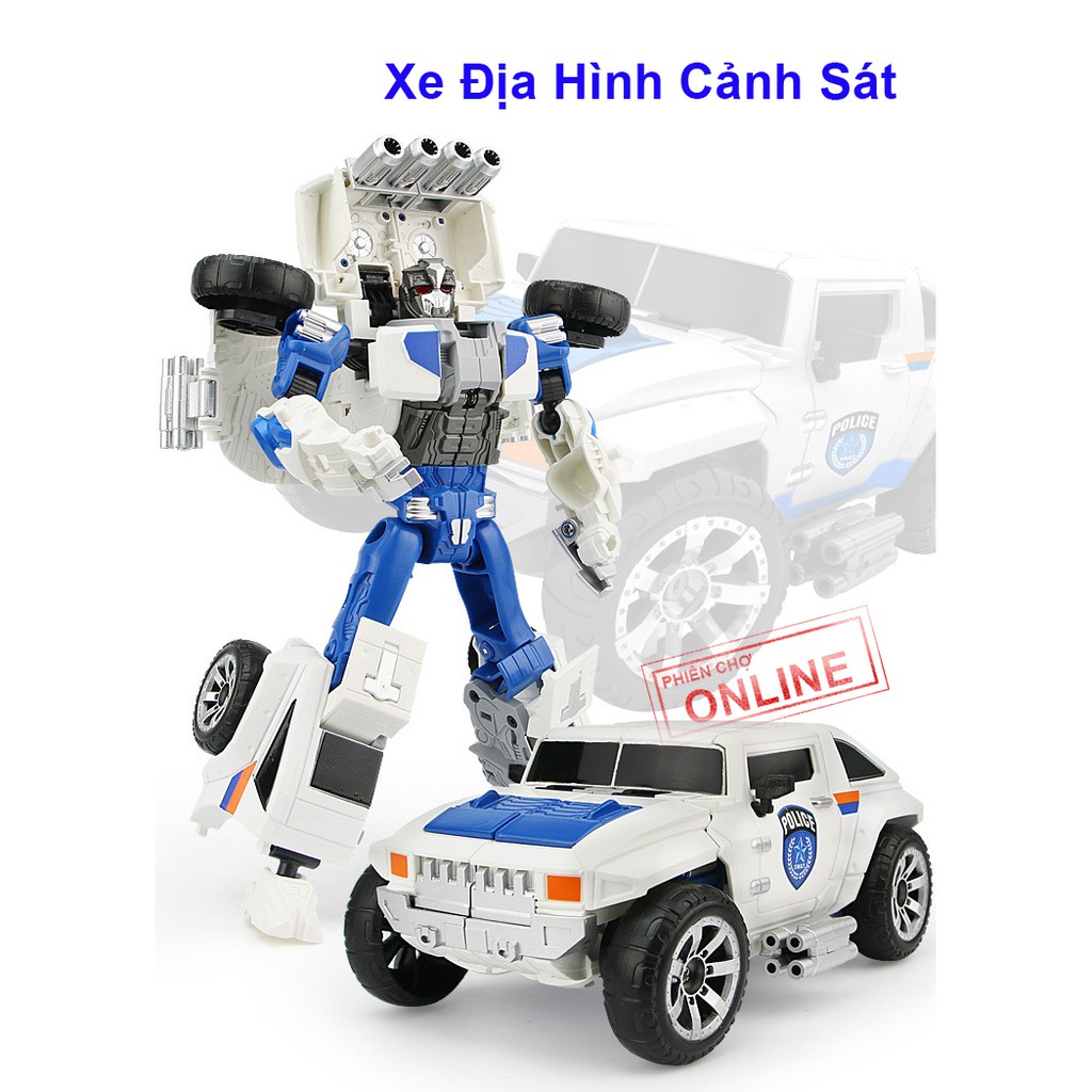 XE ĐỊA HÌNH CẢNH SÁT BIẾN HÌNH ROBOT bằng HỢP KIM CAO CẤP (màu xanh)