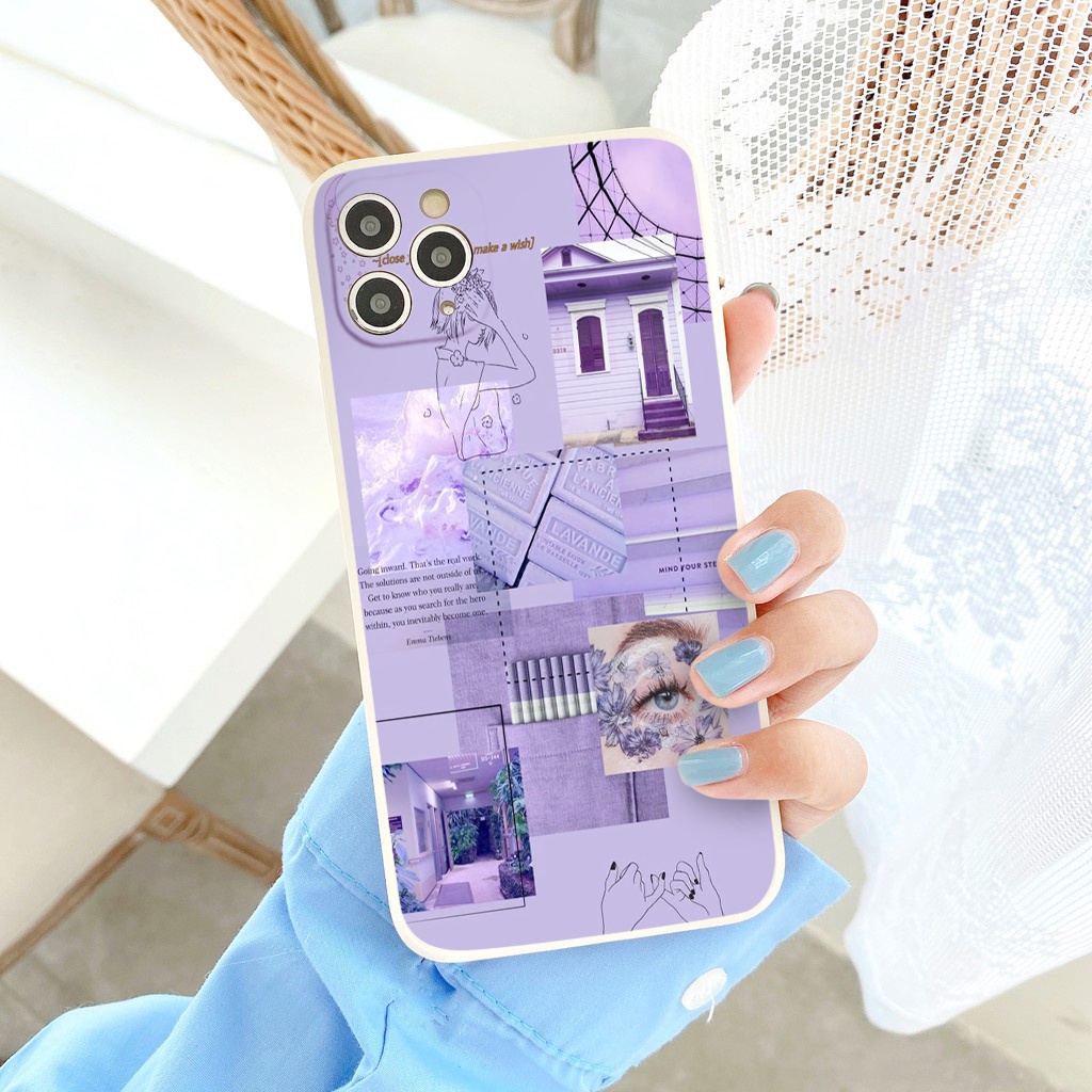 Ốp Điện Thoại Mềm Họa Tiết Tím Hoạt Hình Cho iPhone 14 13 12 11 Pro Max Xs Max Xr X 7 8 6 6s Plus tr427
