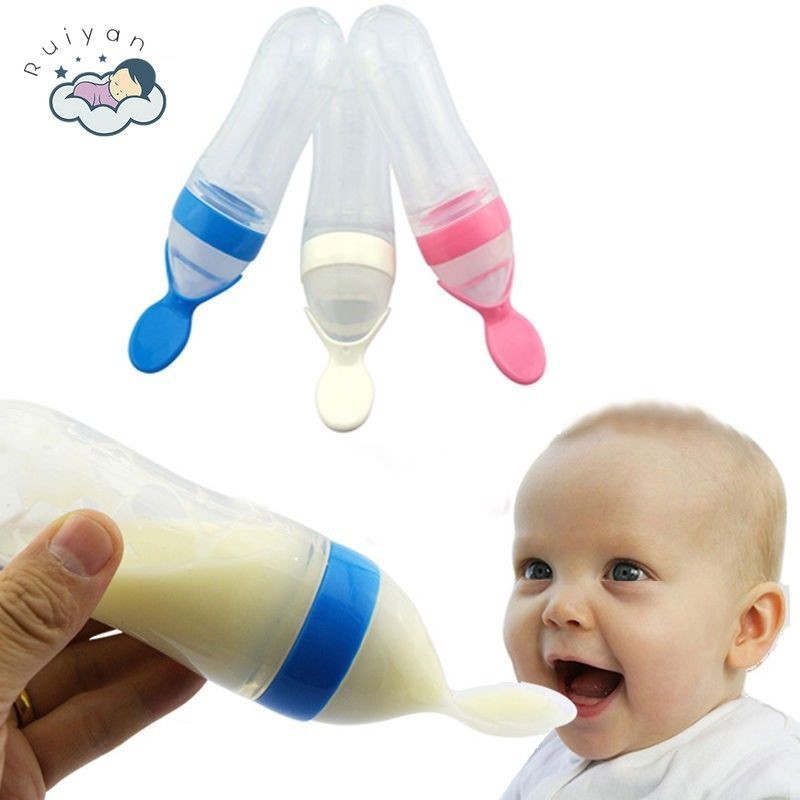Bình Thìa Silicon Hỗ Trợ Bé Ăn Dặm , Bón Sữa , Cháo Cho Bé 90ml