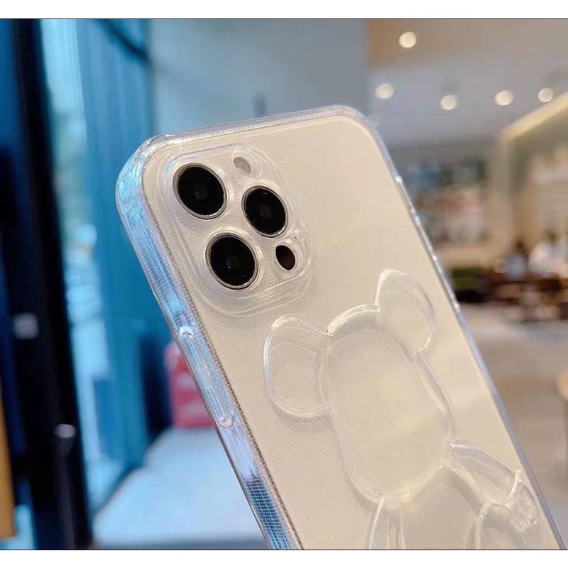 Ốp lưng silicon trong Gấu bearbrick dành cho iphone 6 đến 13Promax