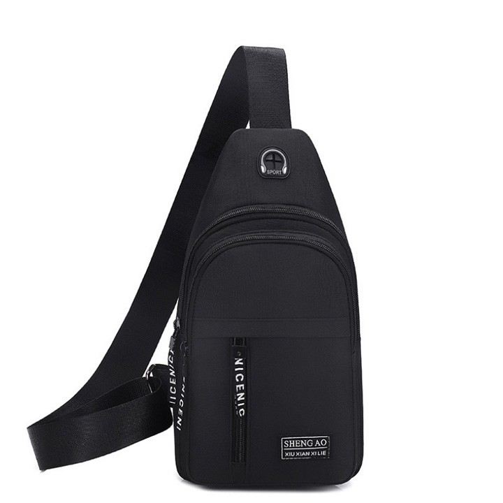 Đeo chéo nam vải bố chỉ kéo lề trái phối đỏ D52 Shalla