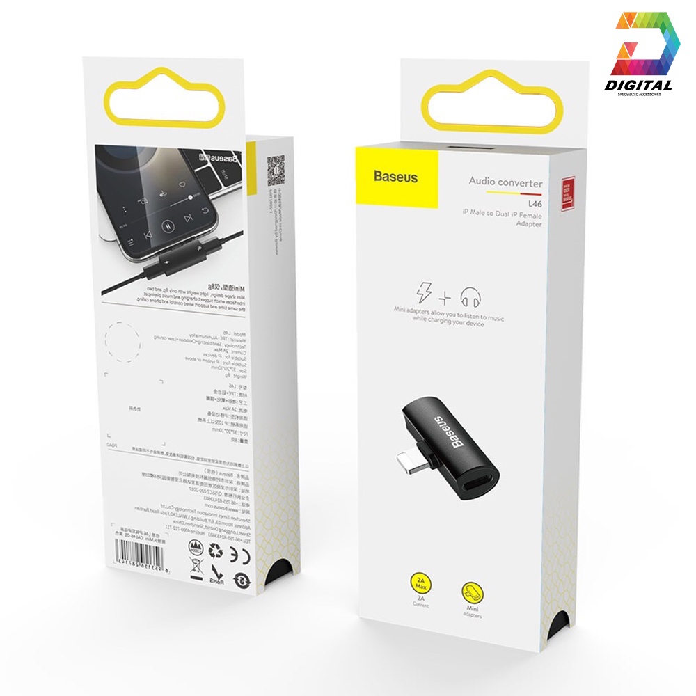 Jack Baseus L46 Chia Cổng Sạc 1 Ra 2 Có Hỗ Trợ Đàm Thoại Chính Hãng