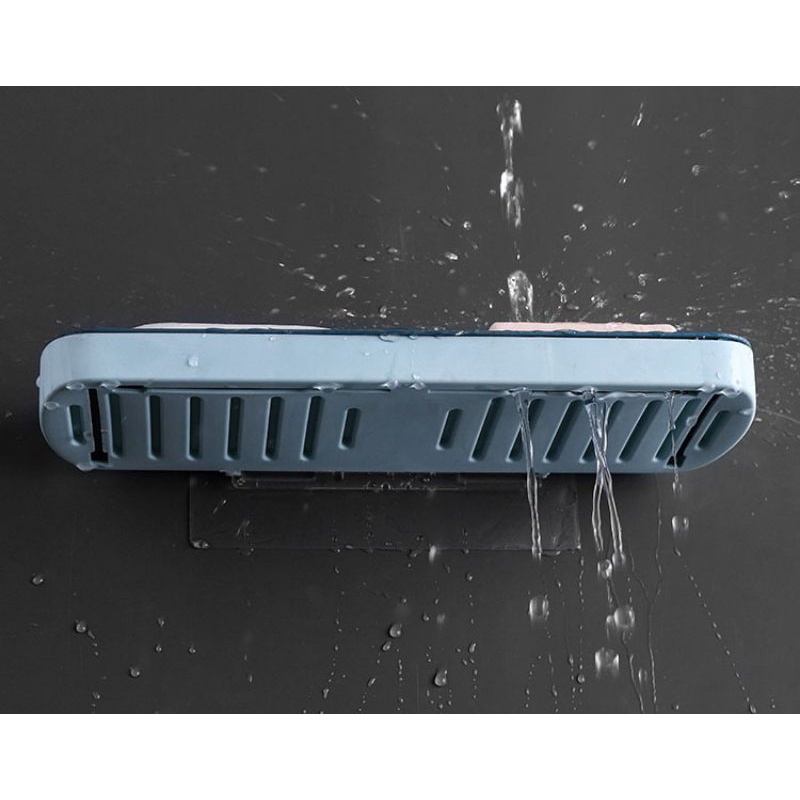 Kệ Để Xà Phòng 2 Ngăn Kèm 3 Móc Và Thanh Treo Khăn Dán Tường,,,