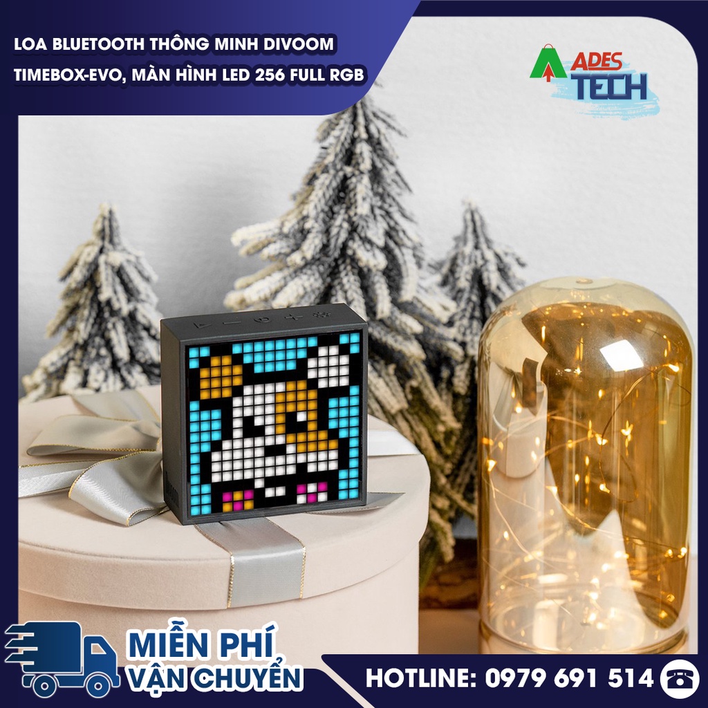 Loa Nghe Nhạc Bluetooth Divoom Timebox Evo | Loa Nghe Nhạc Thông Minh | màn hình LED 256 Full RGB