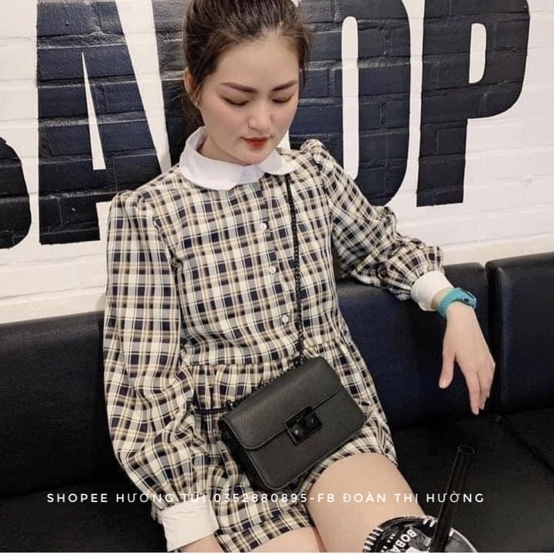 Túi Chữ C full đen size 18 hàng đẹp bỏ vừa điện thoại