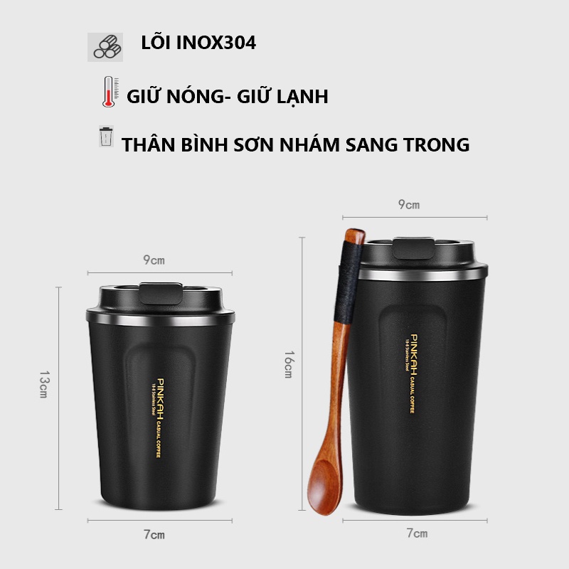 Bình Giữ Nhiệt Nắp Bật Bình Đựng Nước Inox304 Ly Coffee Cà Phê