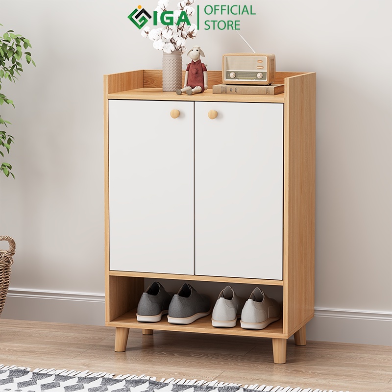 Tủ giày gỗ 2 cánh phong cách Nordic thương hiệu IGA - GP125
