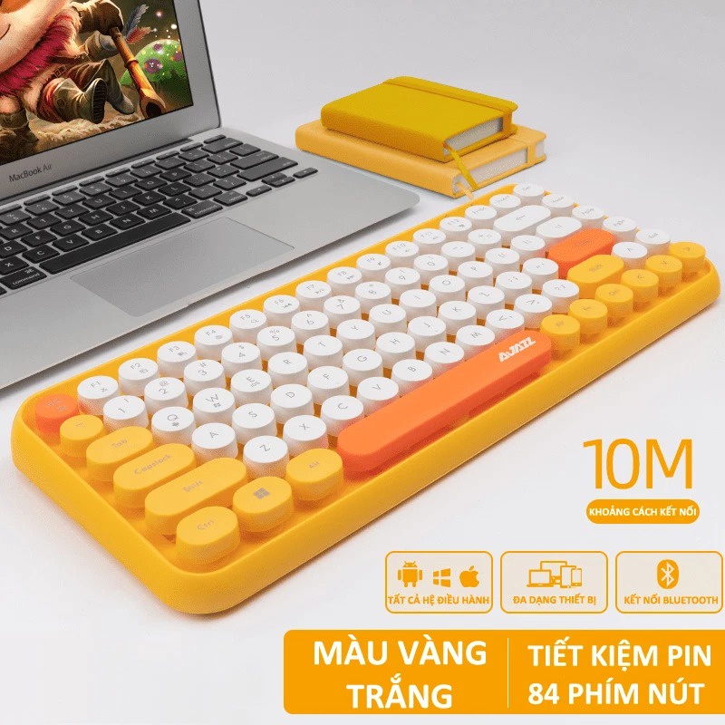 Bàn phím bluetooth Ajazz 308i thiết kế 84 phím tròn mini cực kì nhỏ gọn tiện lợi kết nối PC, Laptop, điện thoại,... - VL