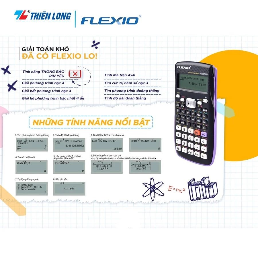 Máy tính khoa học Flexio FX680VN - Máy tính Thiên Long 529 phép tính được phép mang vào phòng thi FX680
