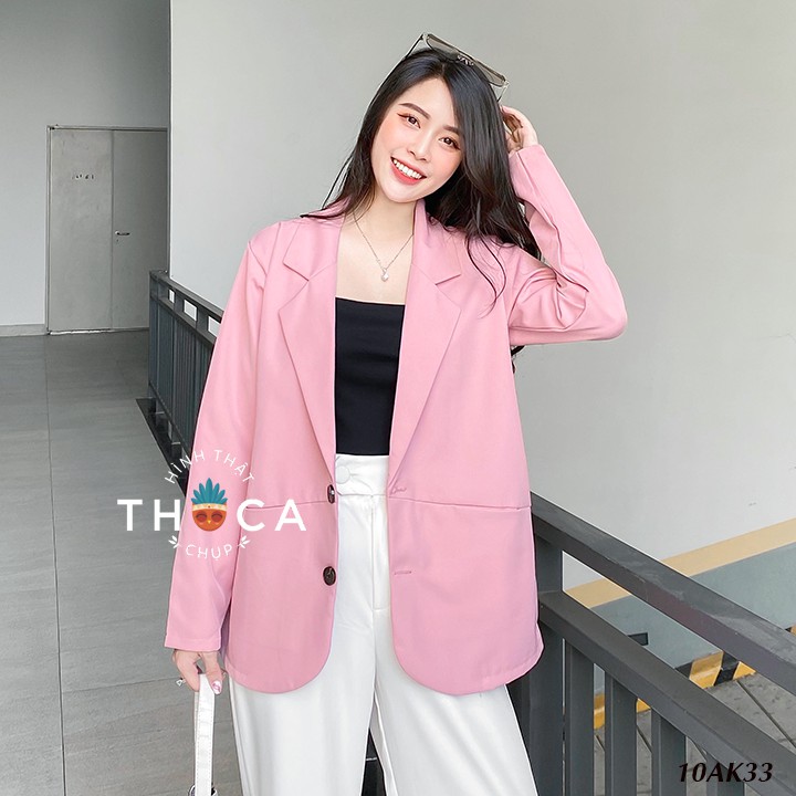 Áo khoác blazer túi xéo THOCA HOUSE đen, trắng, kem, hồng, cà phê mềm mại freesize phù hợp đi làm công sở, sự kiện