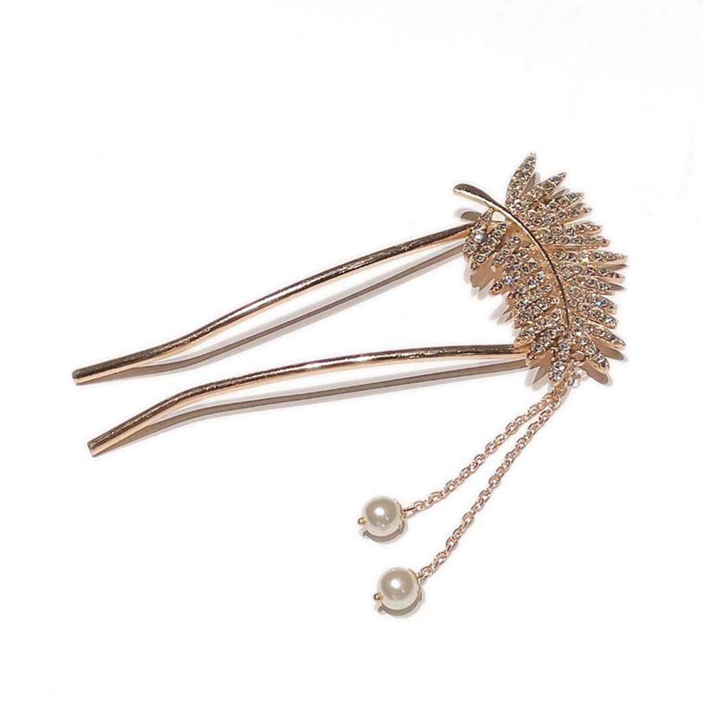 Trâm cài tóc hình chữ u đính đá và ngọc trai thời trang cho nữ