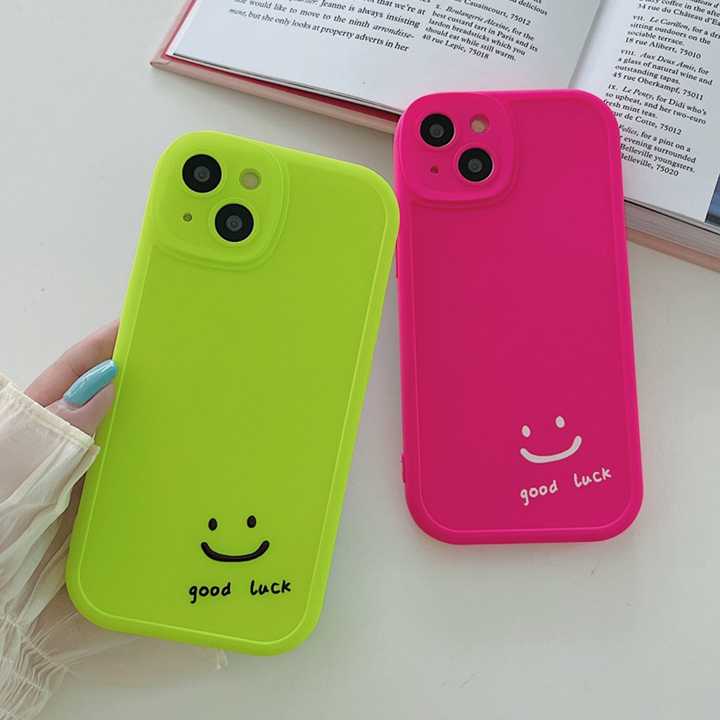 Ốp Điện Thoại TPU Mềm Màu Dạ Quang Hình Mặt Cười Chống Trầy Chống Rơi Cho iPhone 11 13 12 Pro Max XR XSMAX