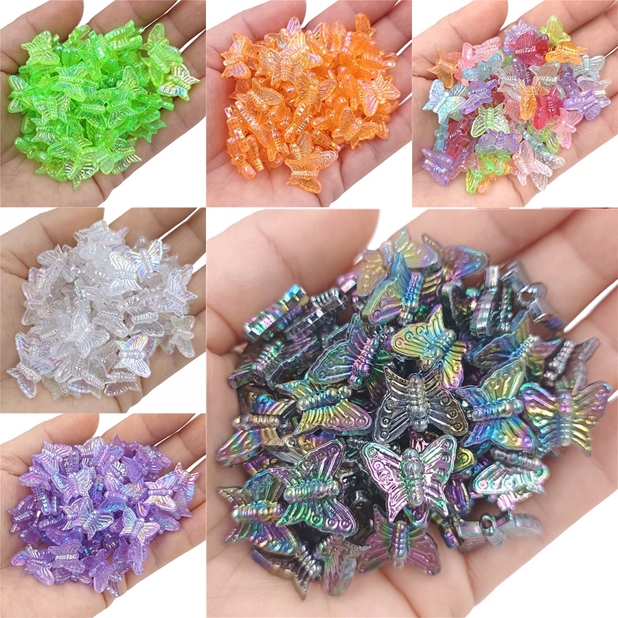 Set 20 Hạt Xỏ Lỗ Hình Bướm Nhiều Màu Làm Vòng Tay Thủ Công DIY